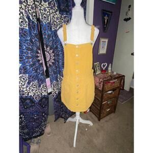 PacSun yellow corduroy overall dress